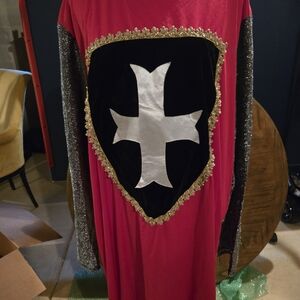 Knight Costume with Cross Emblem - Red and Black